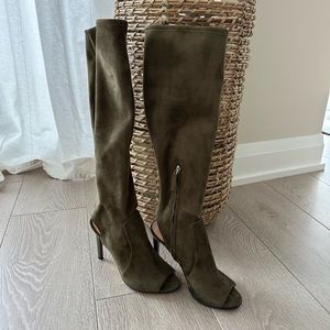 Nine West Open-Toe olive green Knee High Boots